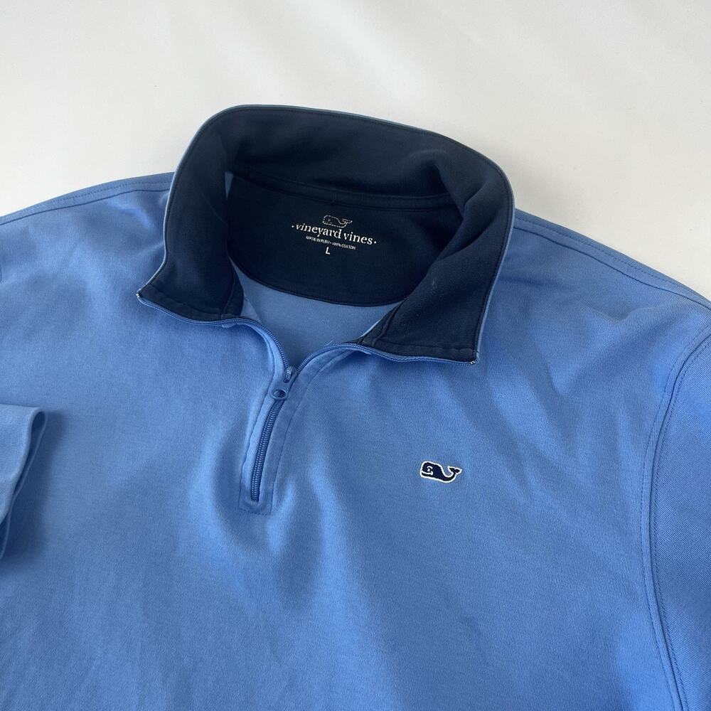 Vineyard Vines Men's Large Performance Pullover 1/4 Zip Blue Long Sleeve